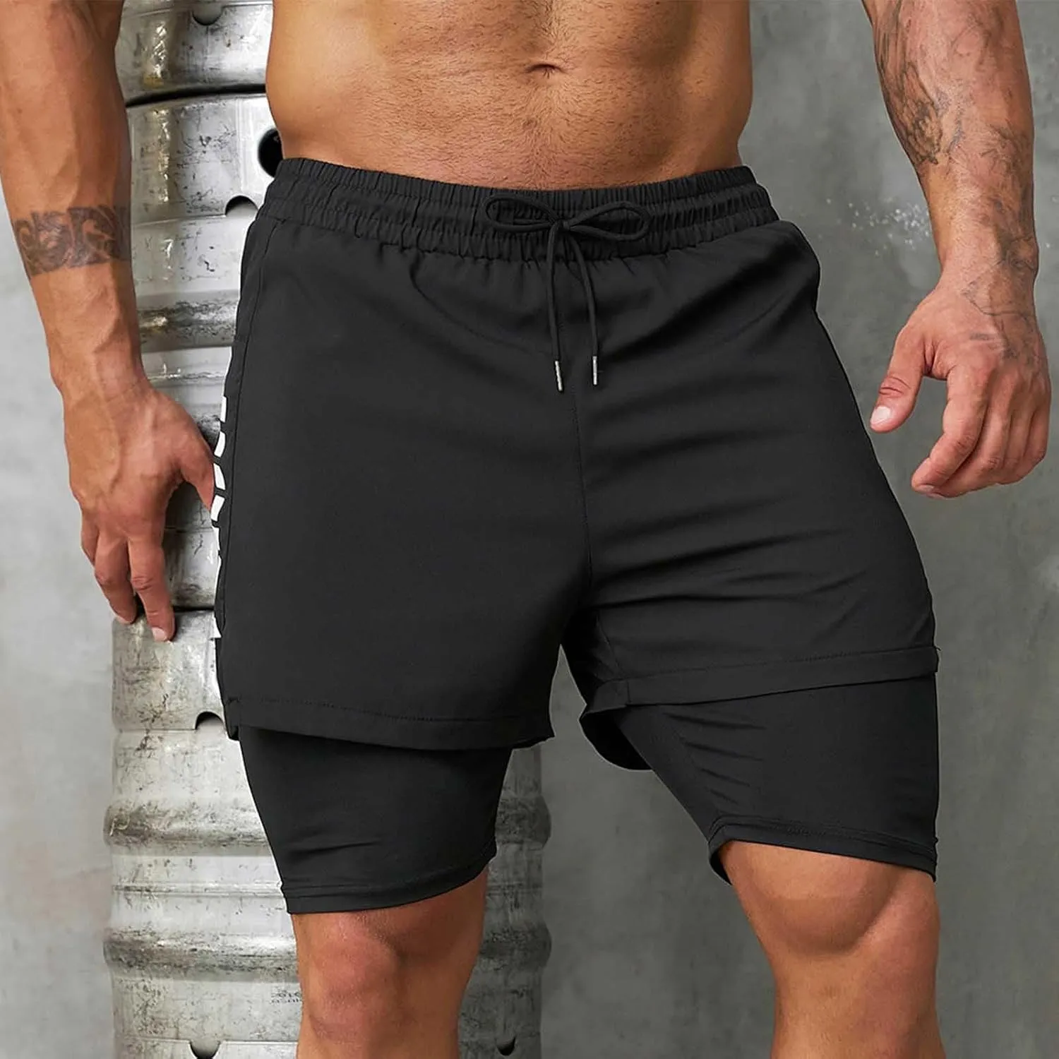 2 in 1 Running Shorts for Men Workout Gym Athletic Shorts Quick Dry Lightweight Training Shorts with Pockets Joggers