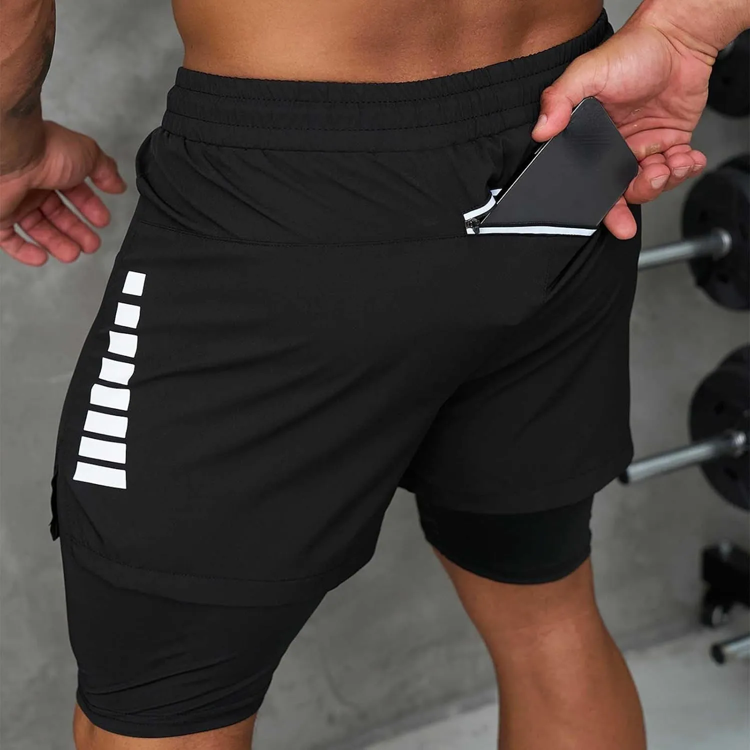 2 in 1 Running Shorts for Men Workout Gym Athletic Shorts Quick Dry Lightweight Training Shorts with Pockets Joggers