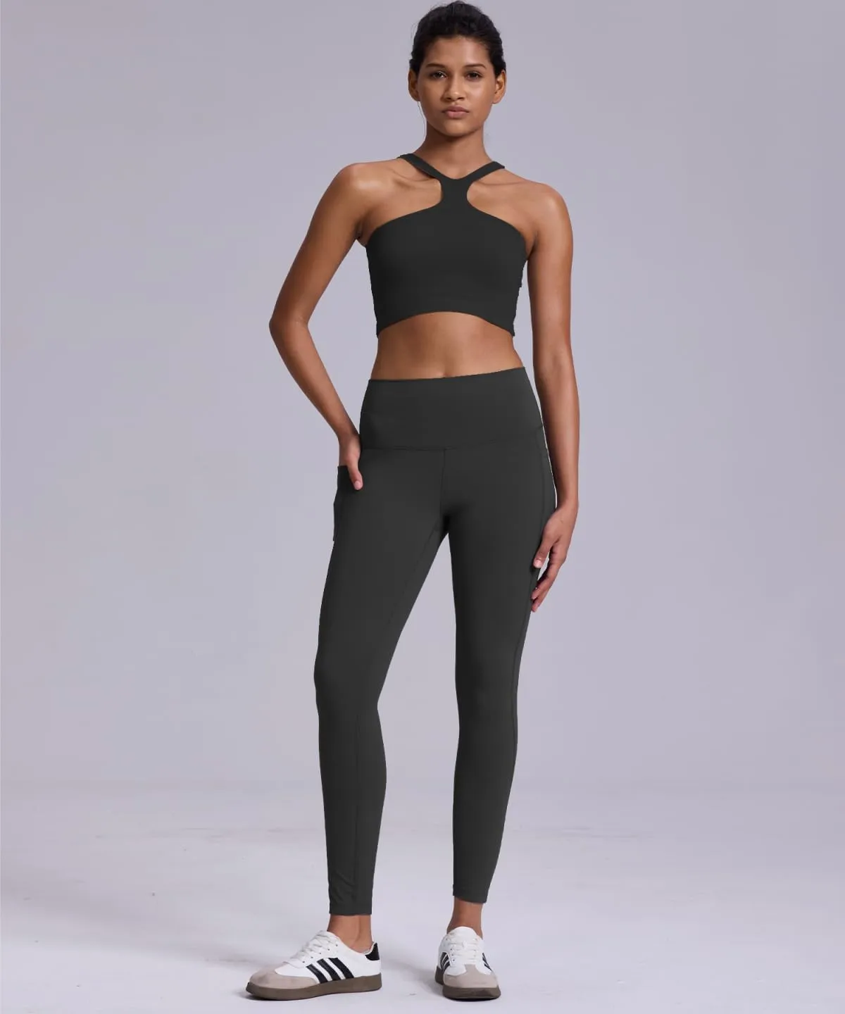 2 Pack Black Leggings with Pockets for Women, Tummy Control Workout High Waisted Yoga Pants