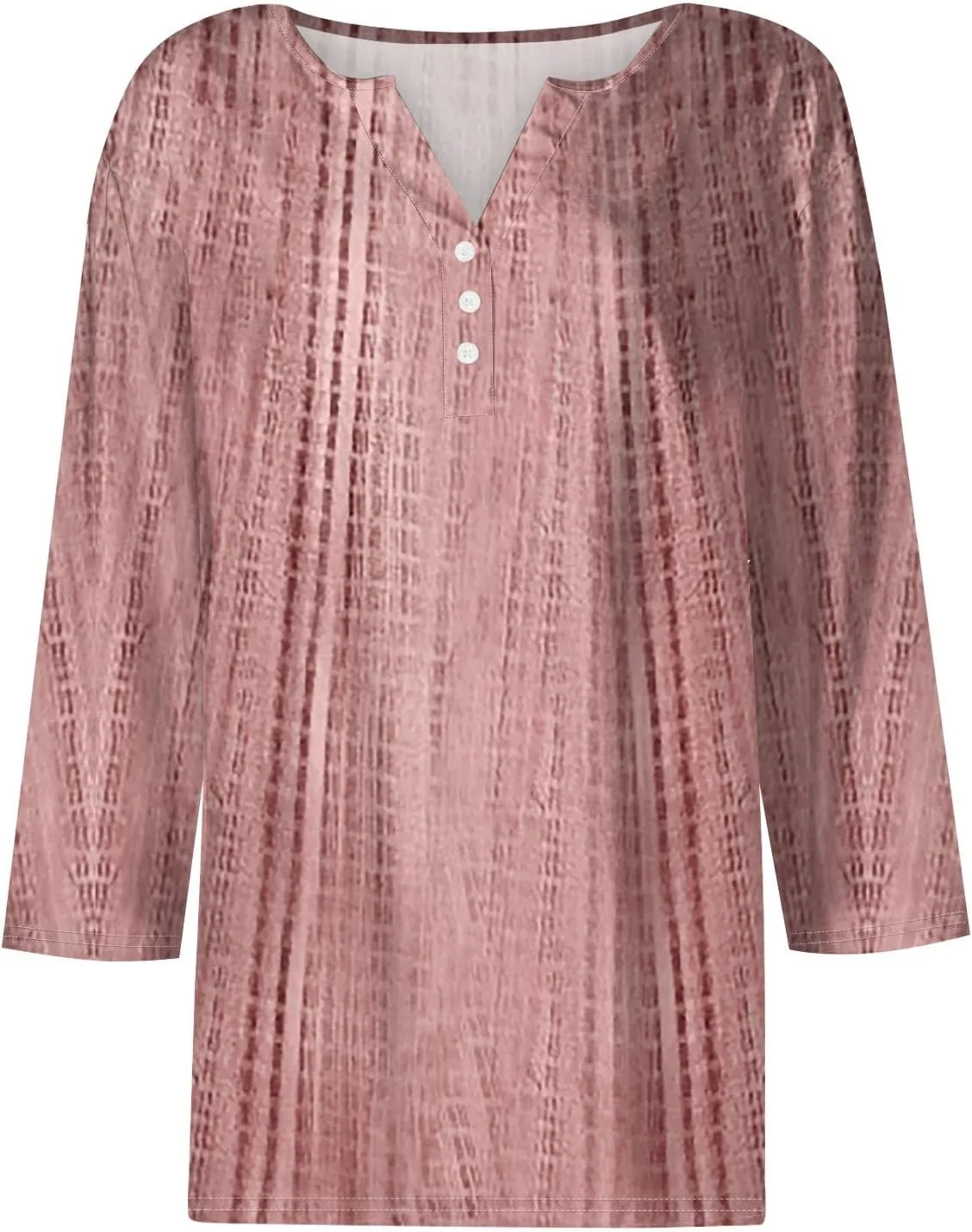 3/4 Length Sleeve Womens Tops Henley Neck 2025 Summer Shirts Three Quarter Sleeve Petite Tshirts