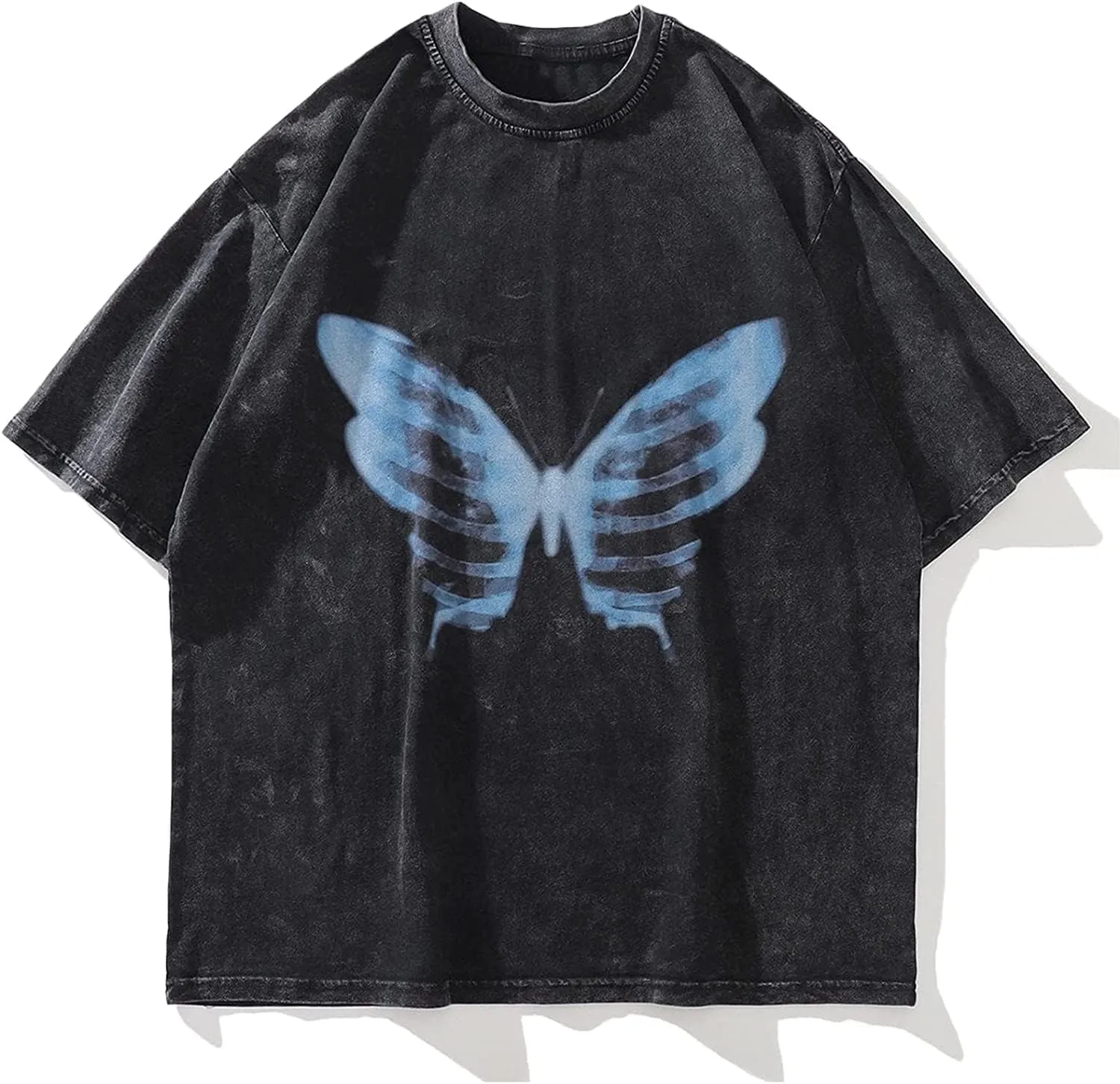 Aelfric Eden Mens Oversized T Shirts Tees Butterfly Print Crew Neck Cotton Tops Streetwear Casual Shirt