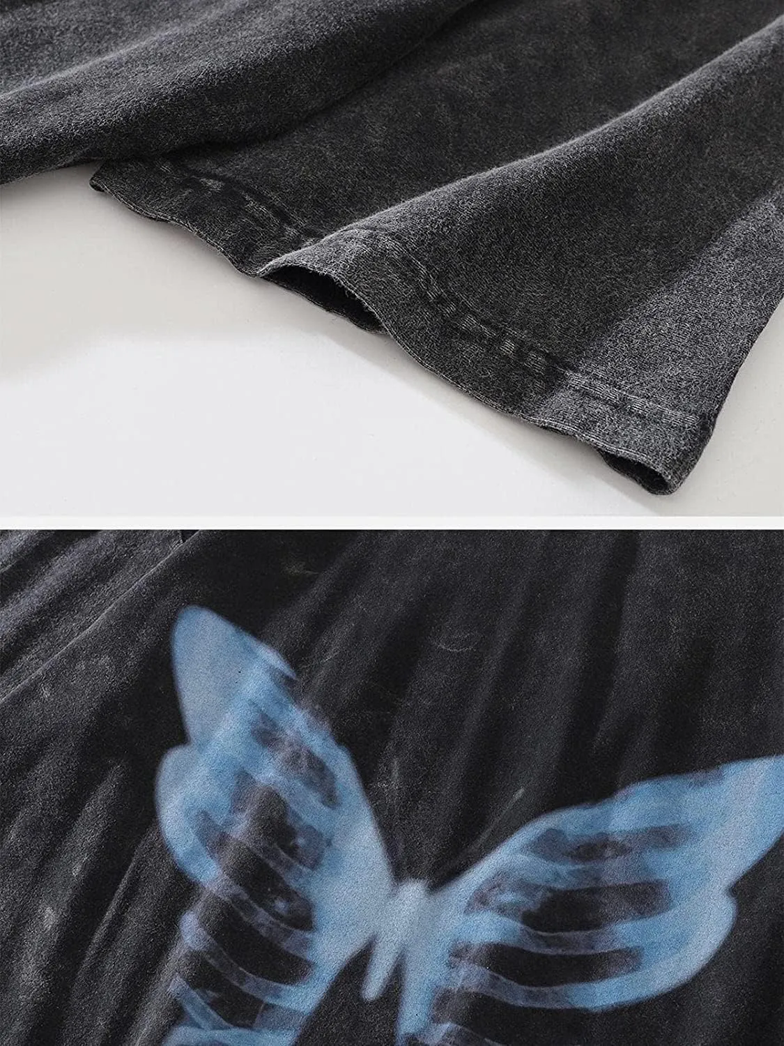 Aelfric Eden Mens Oversized T Shirts Tees Butterfly Print Crew Neck Cotton Tops Streetwear Casual Shirt