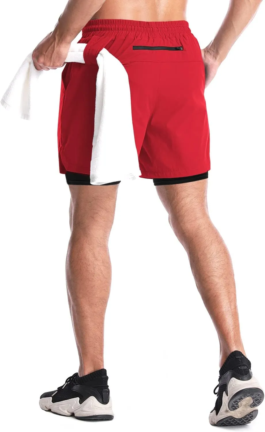 Aolesy Men's 2 in 1 Running Shorts - 5" Workout Gym Athletic Shorts Quick Dry Lightweight Training Shorts with Pockets