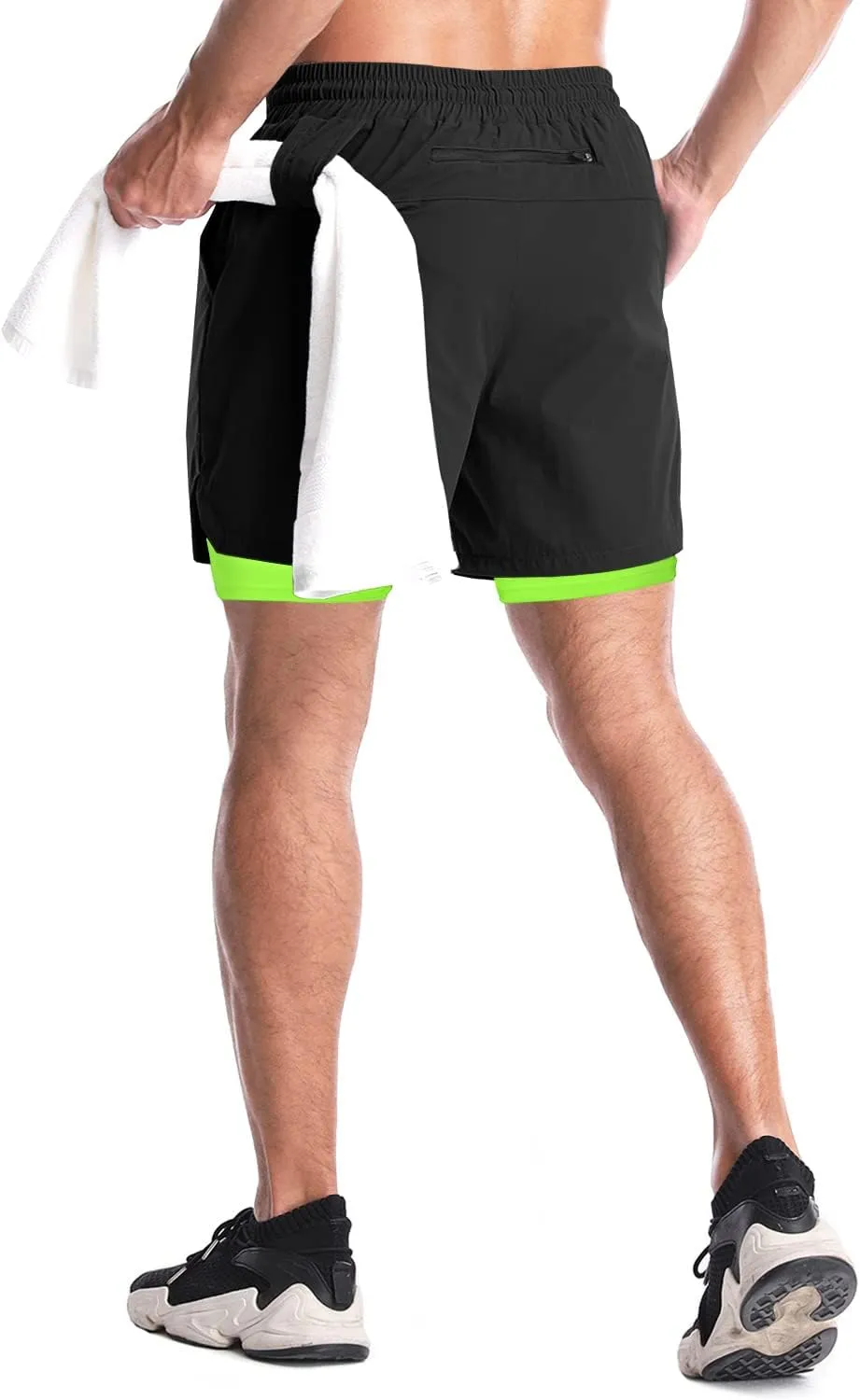 Aolesy Men's 2 in 1 Running Shorts - 5" Workout Gym Athletic Shorts Quick Dry Lightweight Training Shorts with Pockets