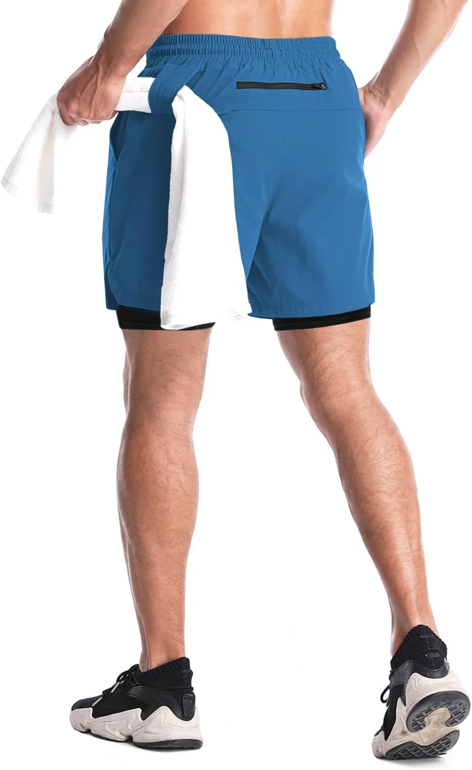 Aolesy Men's 2 in 1 Running Shorts - 5" Workout Gym Athletic Shorts Quick Dry Lightweight Training Shorts with Pockets