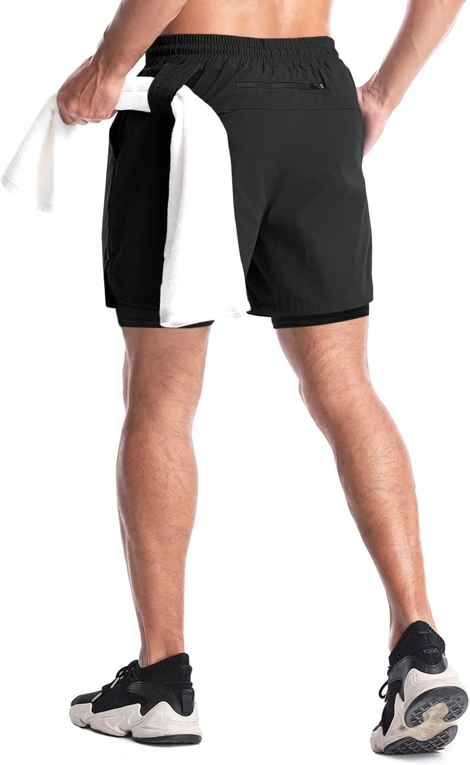 Aolesy Men's 2 in 1 Running Shorts - 5" Workout Gym Athletic Shorts Quick Dry Lightweight Training Shorts with Pockets