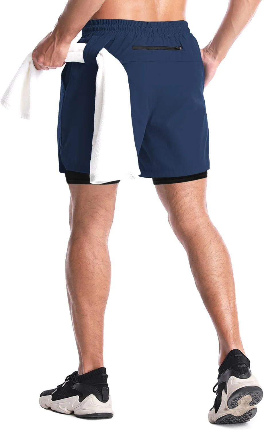 Aolesy Men's 2 in 1 Running Shorts - 5" Workout Gym Athletic Shorts Quick Dry Lightweight Training Shorts with Pockets