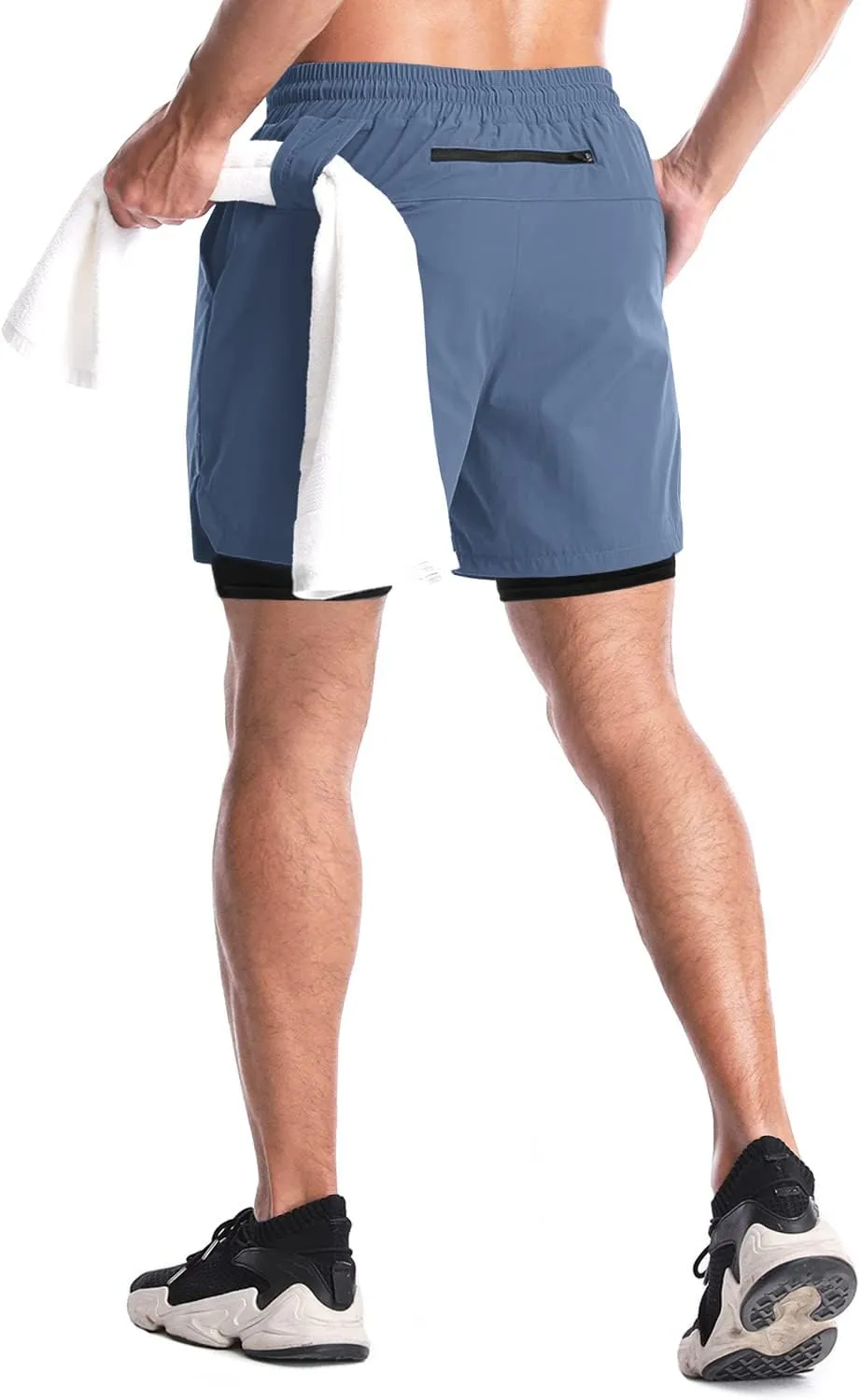 Aolesy Men's 2 in 1 Running Shorts - 5" Workout Gym Athletic Shorts Quick Dry Lightweight Training Shorts with Pockets