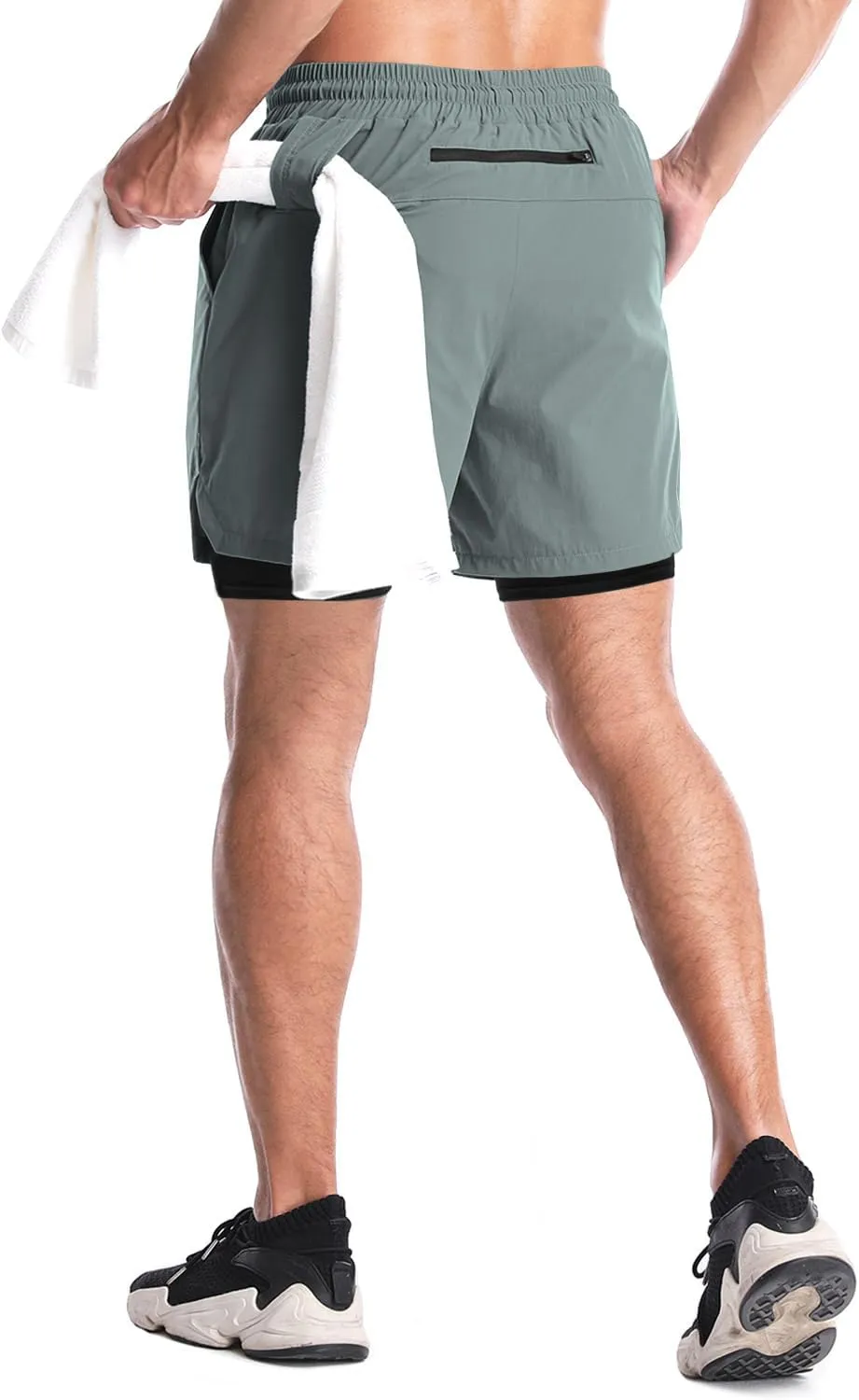 Aolesy Men's 2 in 1 Running Shorts - 5" Workout Gym Athletic Shorts Quick Dry Lightweight Training Shorts with Pockets