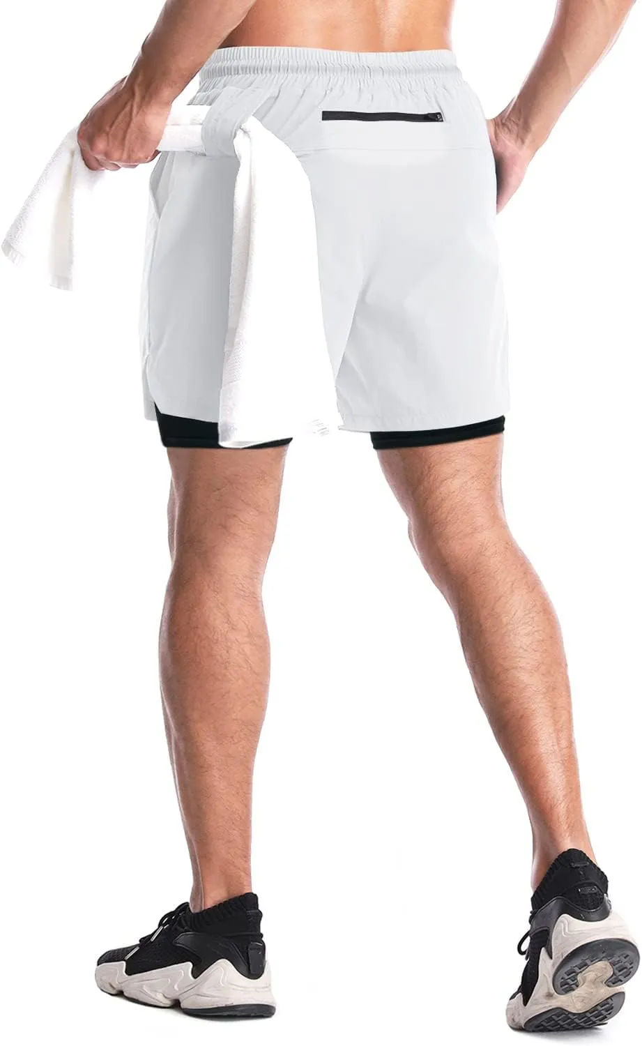 Aolesy Men's 2 in 1 Running Shorts - 5" Workout Gym Athletic Shorts Quick Dry Lightweight Training Shorts with Pockets