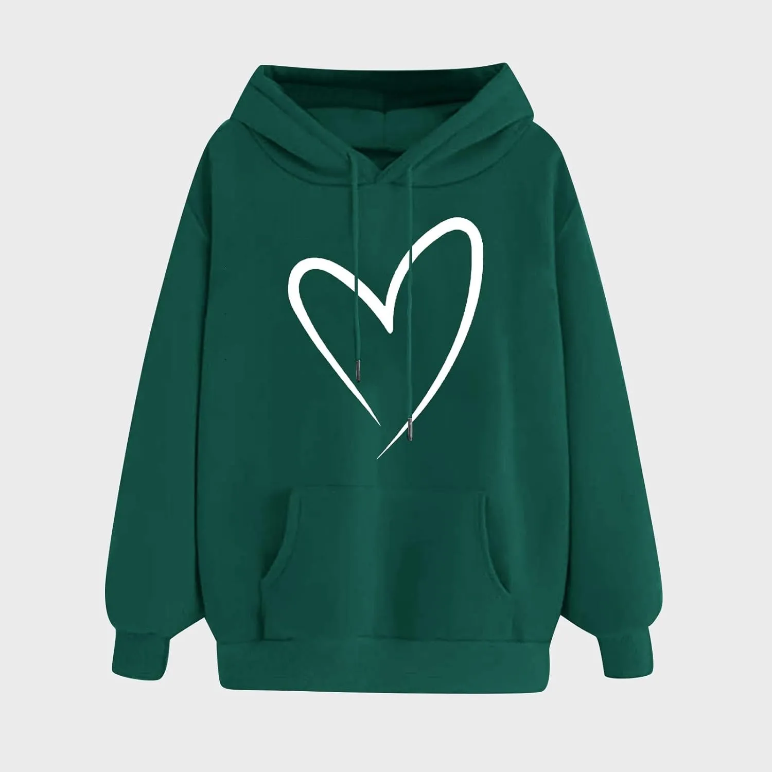Autumn Fashion Hoodie for Women Heart Printed Long Sleeve Loose Pullover Sweatshirts Stylish Hoodies with Hood