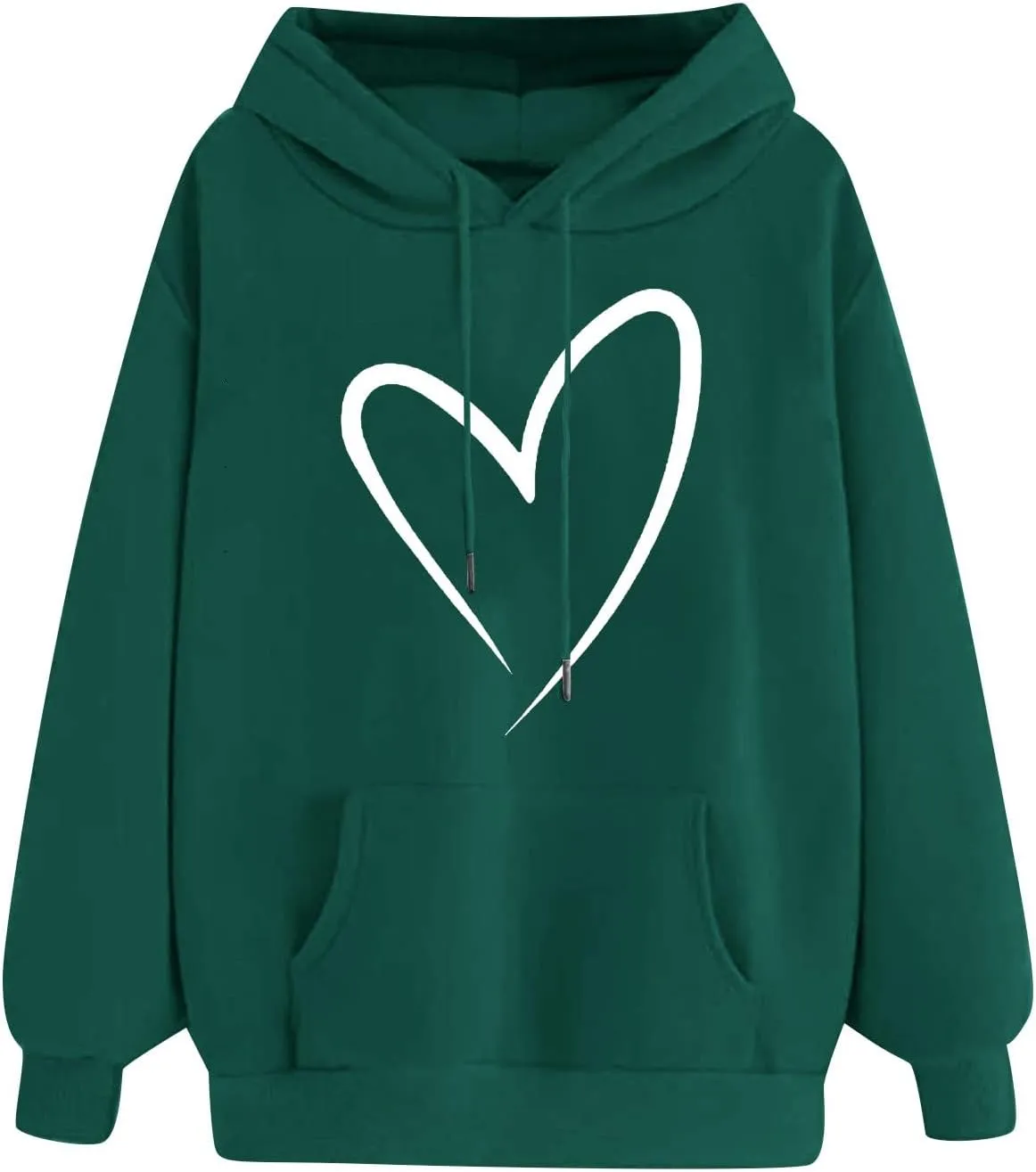 Autumn Fashion Hoodie for Women Heart Printed Long Sleeve Loose Pullover Sweatshirts Stylish Hoodies with Hood