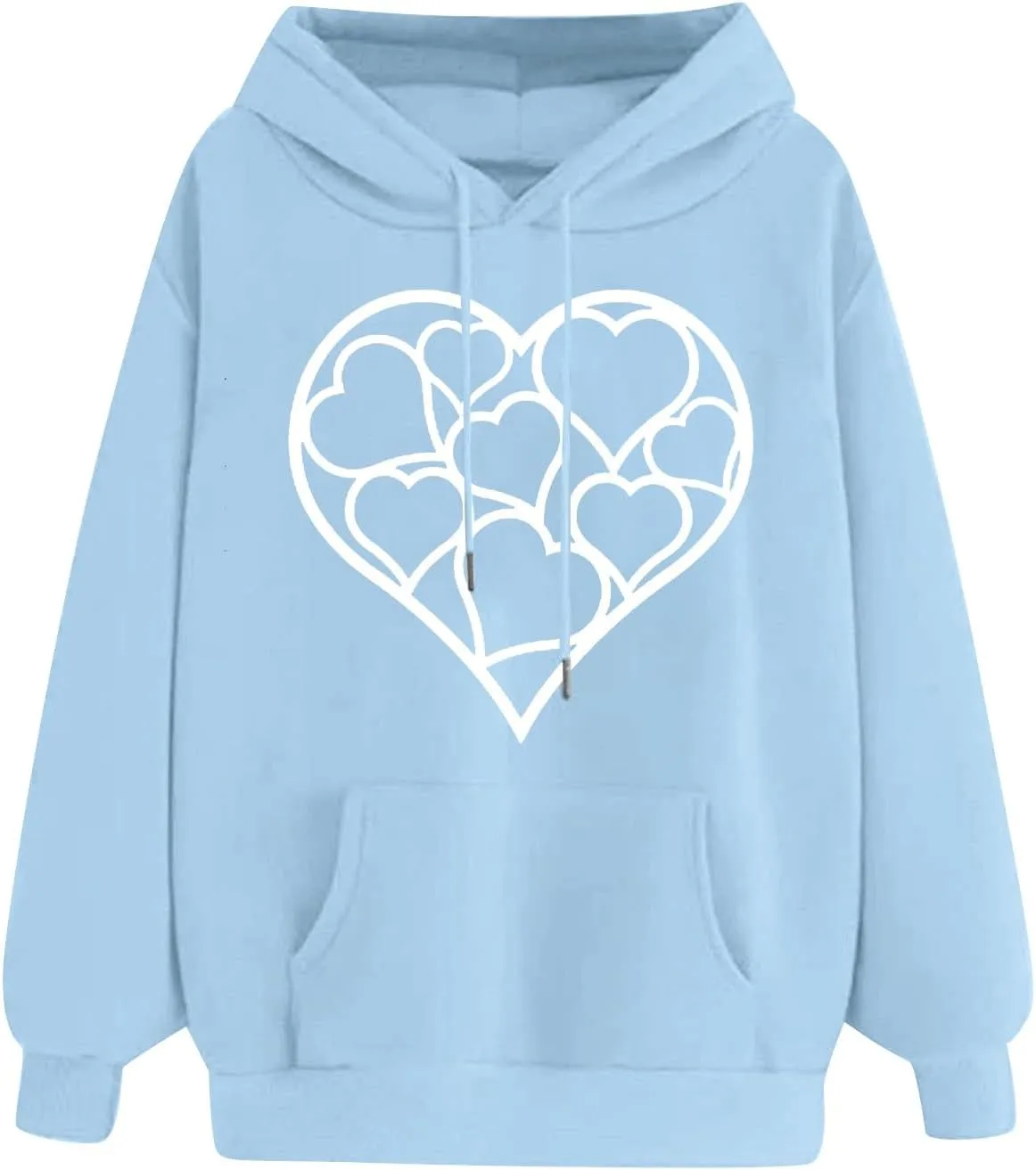 Autumn Fashion Hoodie for Women Heart Printed Long Sleeve Loose Pullover Sweatshirts Stylish Hoodies with Hood