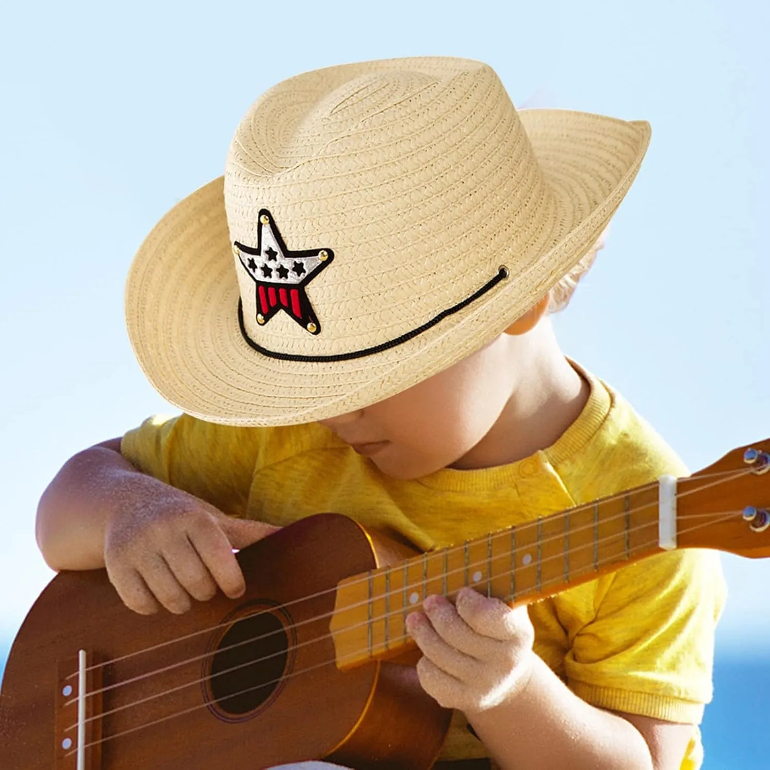 Baby Strawhat Sun Hat Summer Toddler Visor Cowboy Hat UPF 50  Sun Protective Kids Beach Hats for Girls Boys