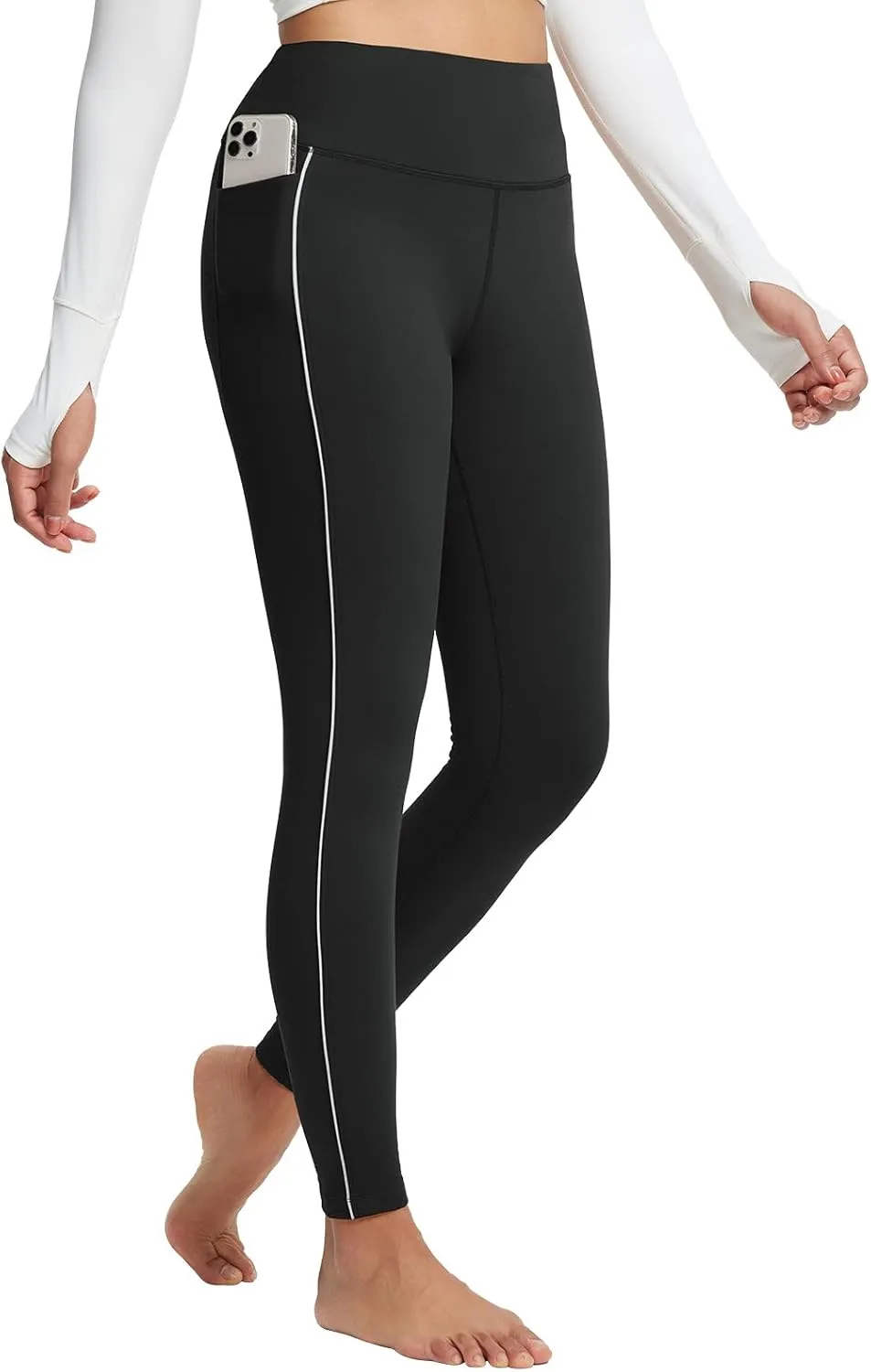 baleaf Women's Fleece Lined Leggings Thermal Warm Winter Tights with Pockets High Waisted Yoga Pants