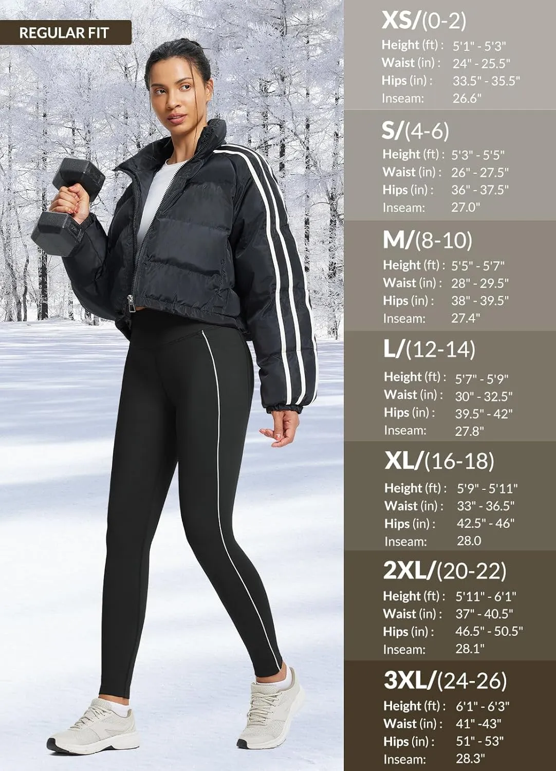 baleaf Women's Fleece Lined Leggings Thermal Warm Winter Tights with Pockets High Waisted Yoga Pants