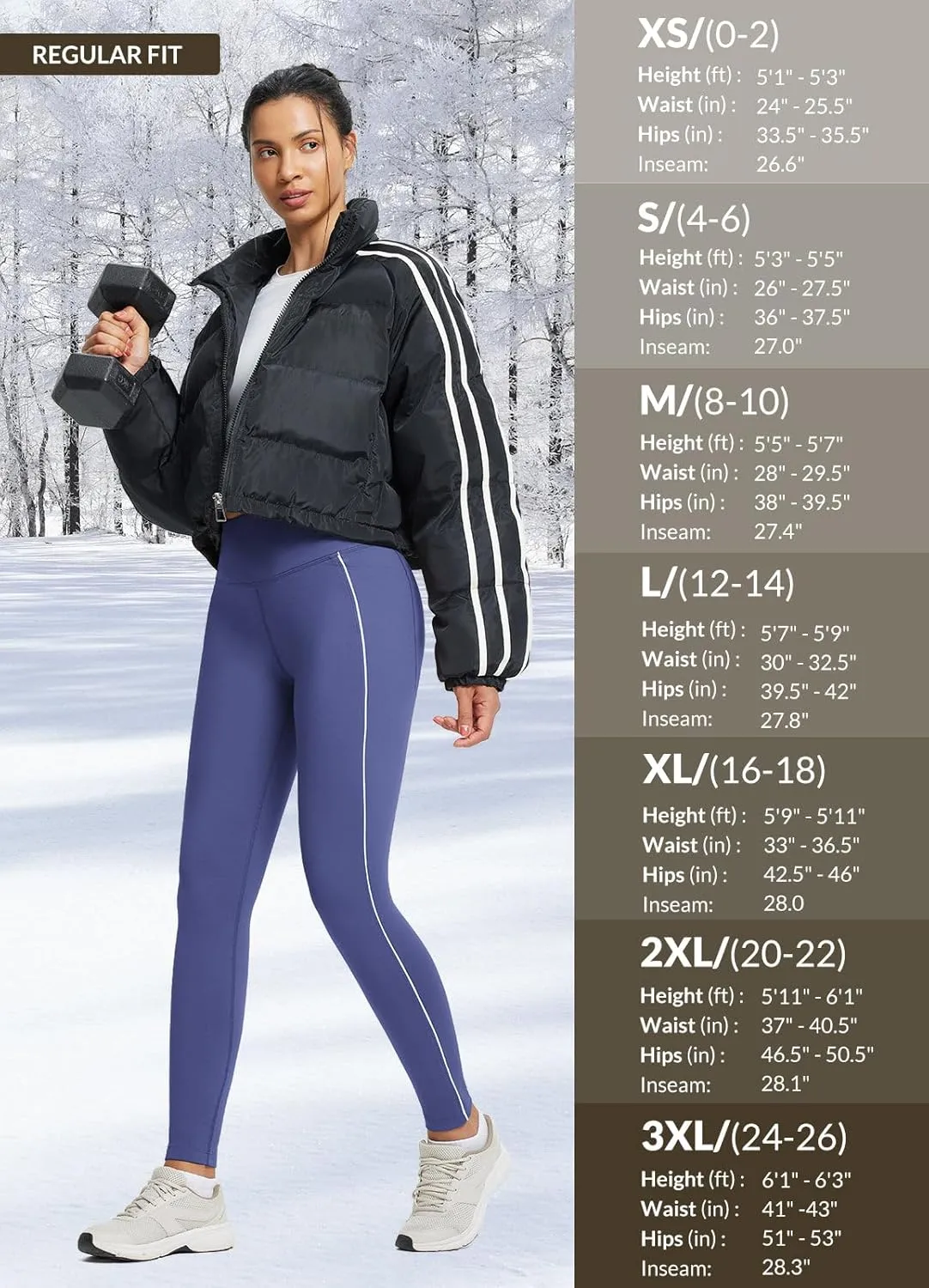 baleaf Women's Fleece Lined Leggings Thermal Warm Winter Tights with Pockets High Waisted Yoga Pants