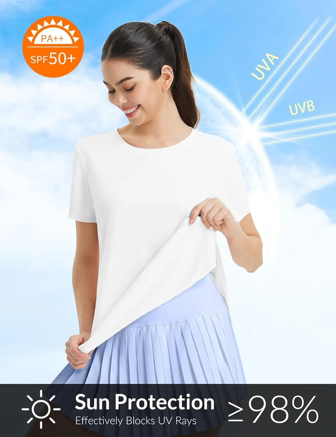 baleaf Women's Short Sleeve Workout Tops Athletic Running Shirts Quick Dry T-Shirts Loose Fit Gym Yoga Tee UPF 50 
