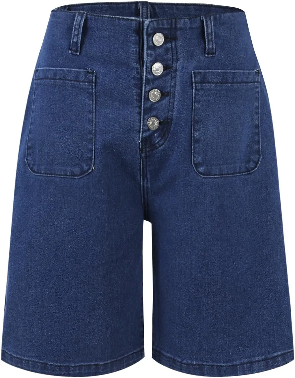 Bermuda Jean Shorts for Women High Waisted Trendy Stretchy Denim Shorts Knee Length Cropped Loose Fit Long Short