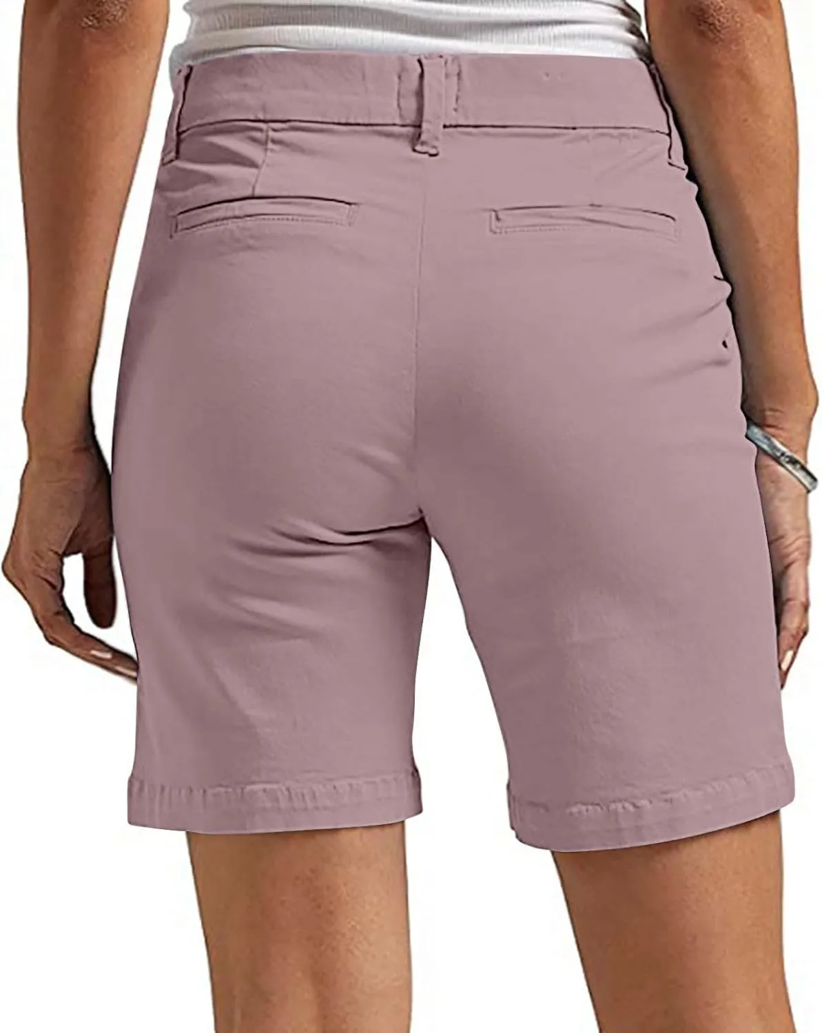 Bermuda Shorts for Women Casual High Waisted Chino Shorts Straight Leg Hiking Vacation Short with Pockets 2025