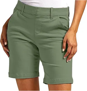 Bermuda Shorts for Women Casual High Waisted Chino Shorts Straight Leg Hiking Vacation Short with Pockets 2025