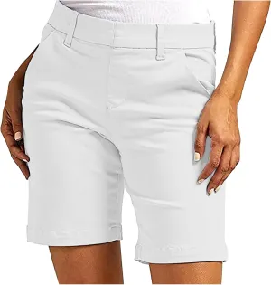 Bermuda Shorts for Women Casual High Waisted Chino Shorts Straight Leg Hiking Vacation Short with Pockets 2025