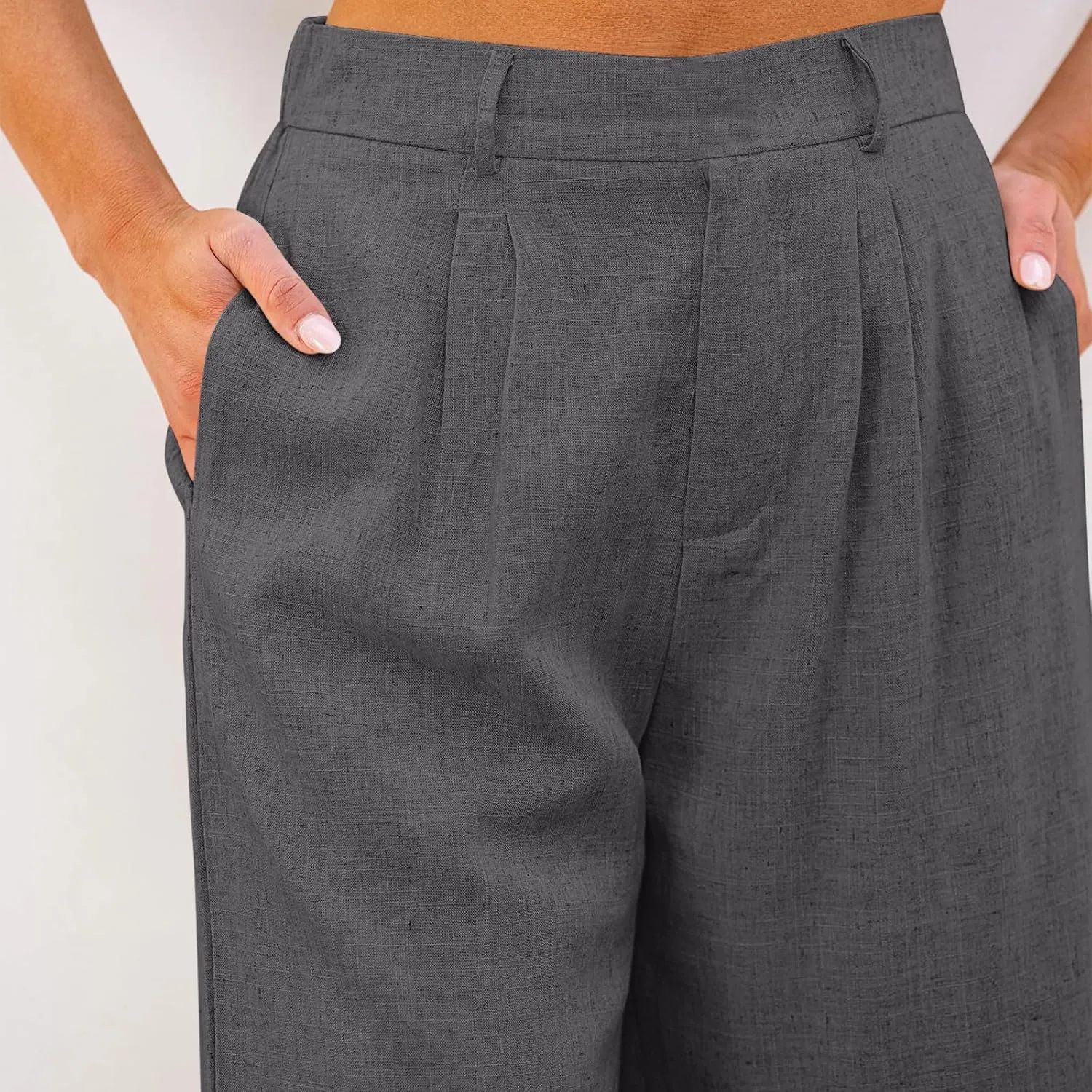 Bermuda Shorts for Women Cotton Linen Wide Leg High Waisted Dressy Casual Long Shorts with Pockets for Beach Vacation