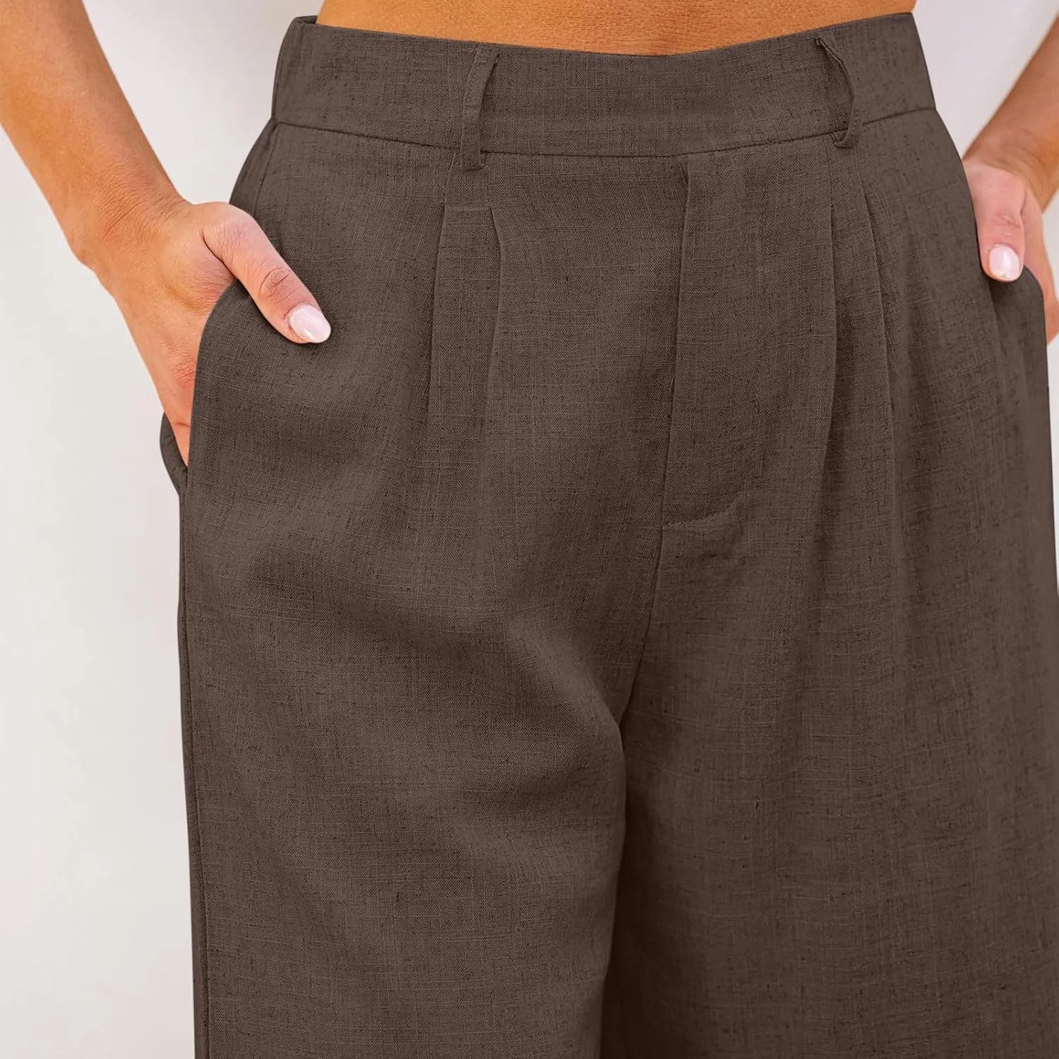 Bermuda Shorts for Women Cotton Linen Wide Leg High Waisted Dressy Casual Long Shorts with Pockets for Beach Vacation