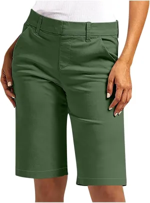 Bermuda Shorts for Women Summer Knee Length Lightweight Quick Dry Short Casual Hiking Straight Leg Pull On Short