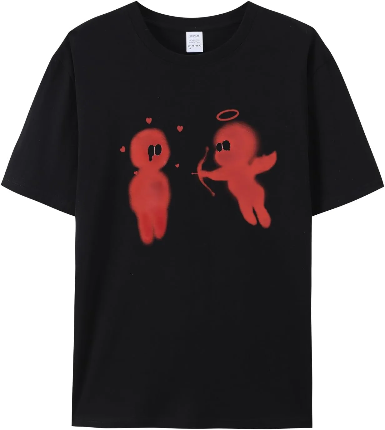 Bobeutou Mens Oversized Vintage Graphic T Shirt Cupid’s Love Arrow Baggy Shirts Streetwear Tshirt Retro Casual Tee Tops