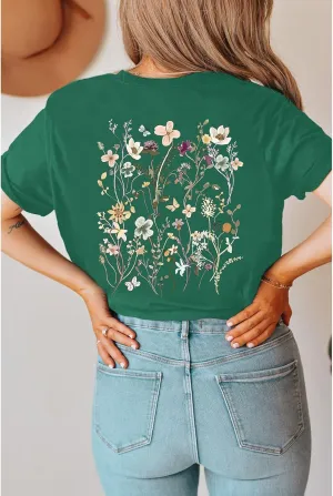 Boho Floral Graphic Tees Vintage Flower T Shirt for Women Oversized Wildflowers Cottagecore Shirts Garden Lover Tops