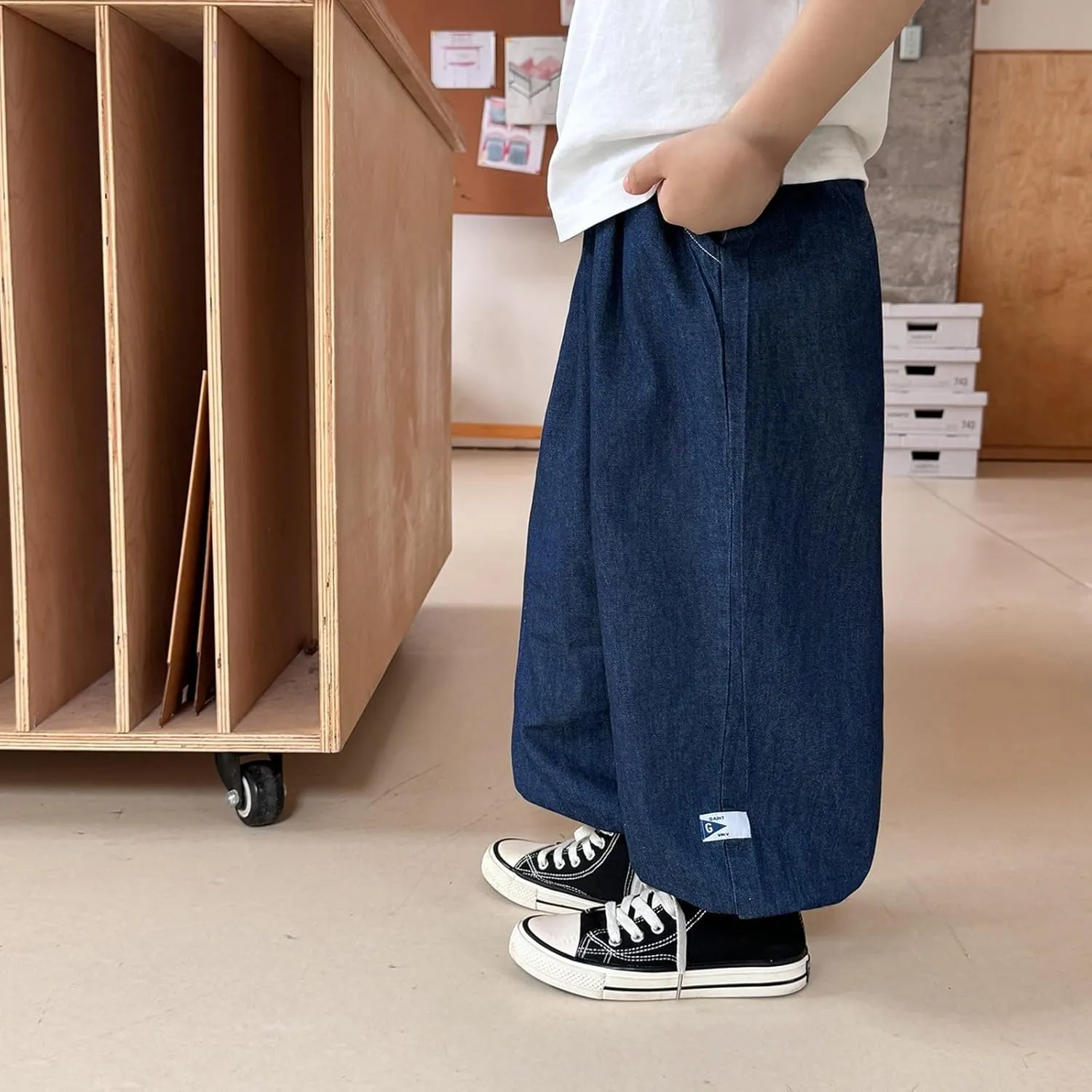 Boys Y2k Baggy Jeans Shorts Elastic High Waist Wide Leg Demin Shorts Hip Hop Loose Short Pants Streetwear Jeans Short