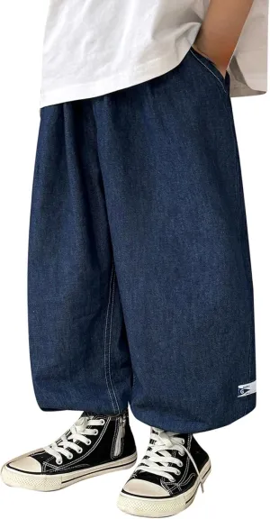 Boys Y2k Baggy Jeans Shorts Elastic High Waist Wide Leg Demin Shorts Hip Hop Loose Short Pants Streetwear Jeans Short