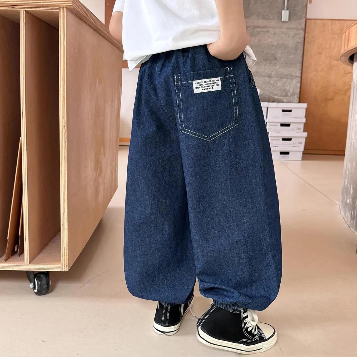 Boys Y2k Baggy Jeans Shorts Elastic High Waist Wide Leg Demin Shorts Hip Hop Loose Short Pants Streetwear Jeans Short