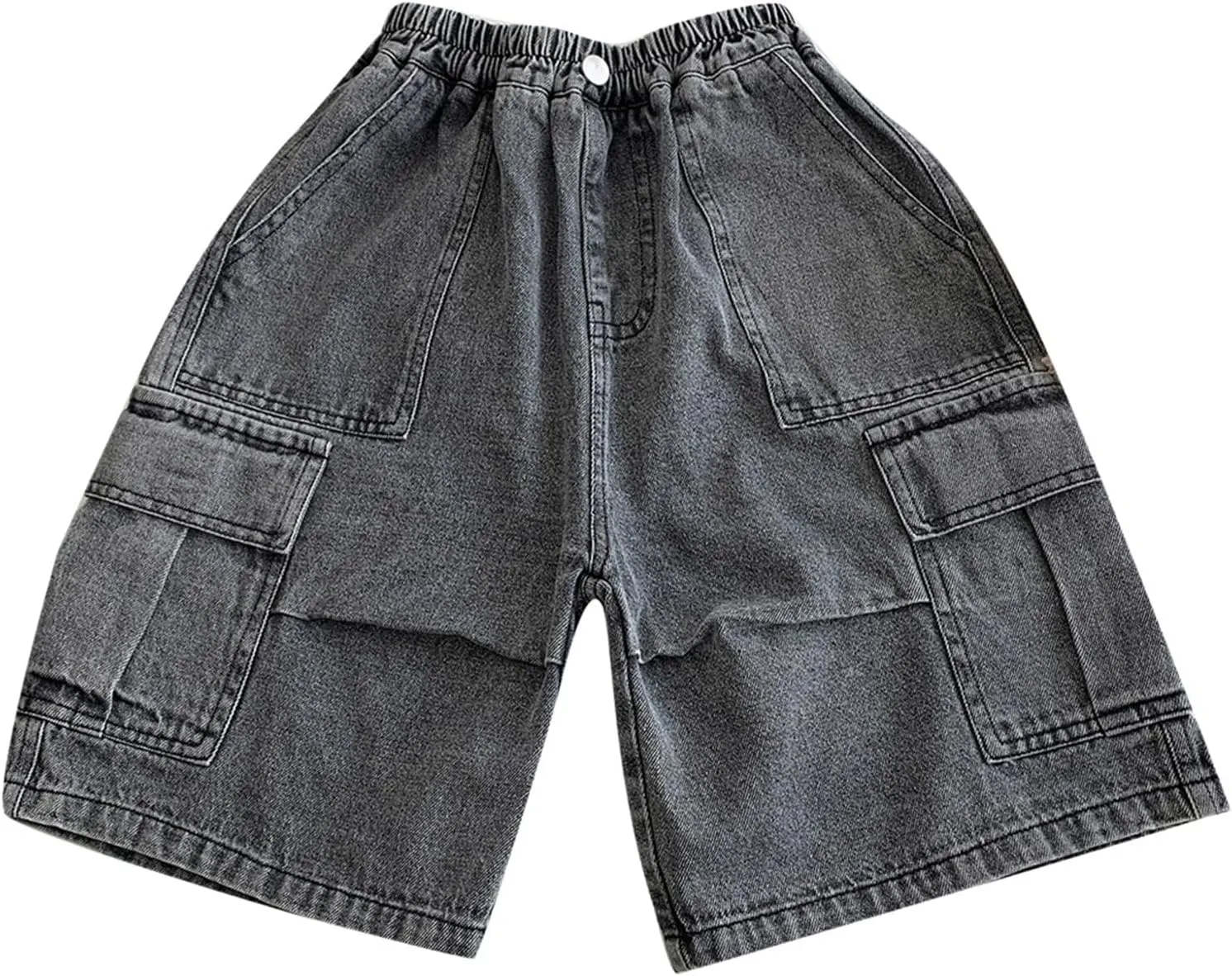 Boys Y2k Baggy Jeans Shorts Elastic High Waist Wide Leg Demin Shorts Hip Hop Loose Short Pants Streetwear Jeans Short