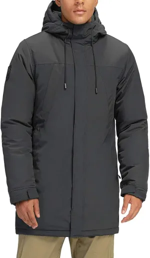 CAMELSPORTS Mens Winter Coats Long Warm Jacket with Hood Casual Quilted Puffer Parka Windproof Jackets