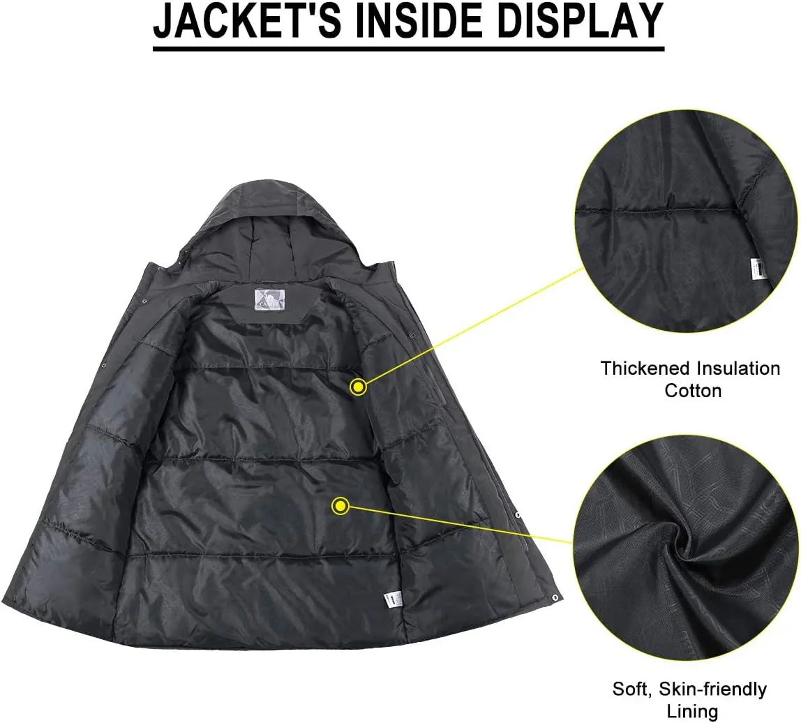 CAMELSPORTS Mens Winter Coats Long Warm Jacket with Hood Casual Quilted Puffer Parka Windproof Jackets