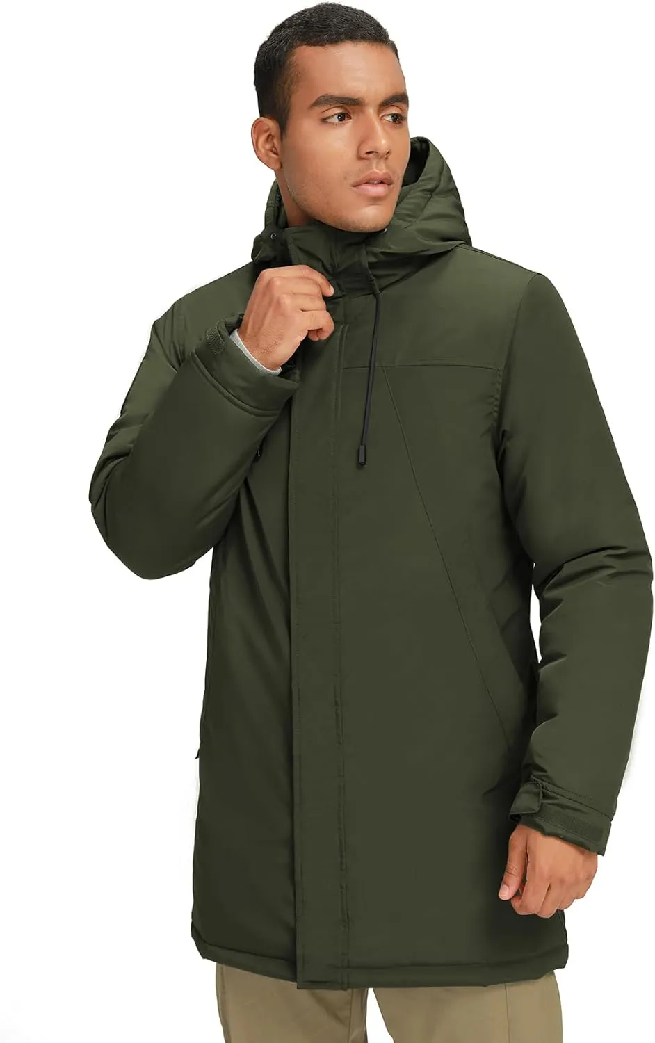 CAMELSPORTS Mens Winter Coats Long Warm Jacket with Hood Casual Quilted Puffer Parka Windproof Jackets