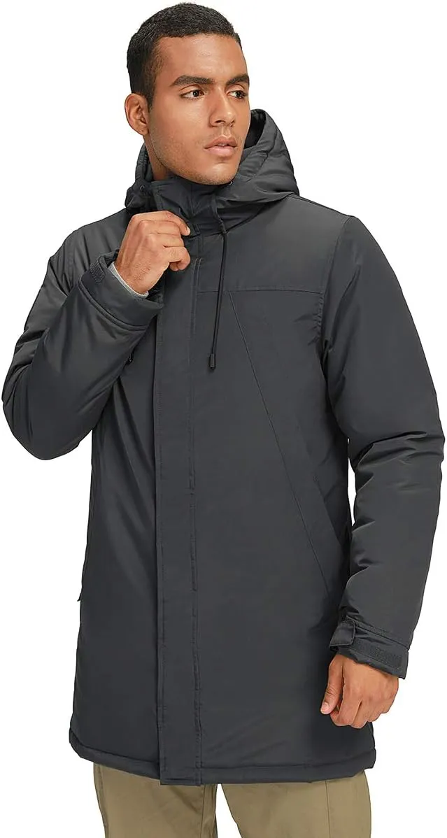 CAMELSPORTS Mens Winter Coats Long Warm Jacket with Hood Casual Quilted Puffer Parka Windproof Jackets