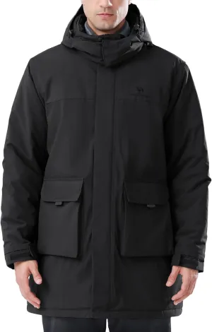 CAMELSPORTS Mens Winter Coats Long Warm Jacket with Hood Casual Quilted Puffer Parka Windproof Jackets