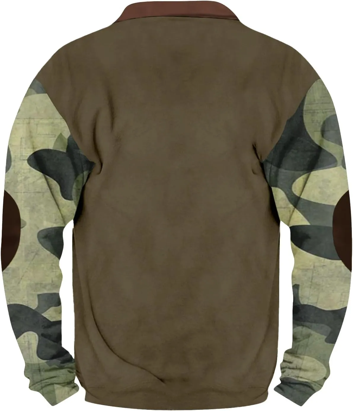 Camoflauge Quarter Zip Sweatshirt Men Plus Size Military Long Sleeve Fall Camouflage Pullover Sweatshirts