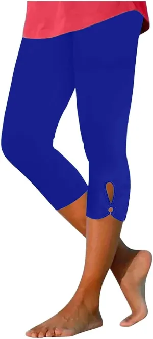 Capri Leggings for Women Tummy Control High Waisted Yoga Pants Solid Leggings Summer Workout Pants