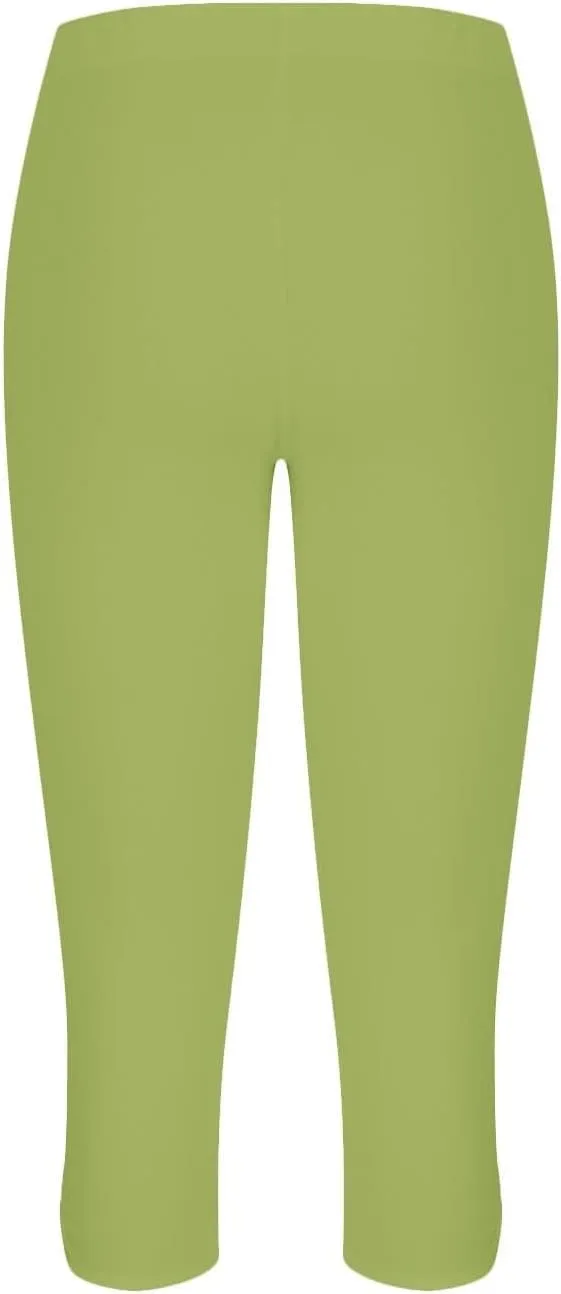 Capri Leggings for Women Tummy Control High Waisted Yoga Pants Solid Leggings Summer Workout Pants