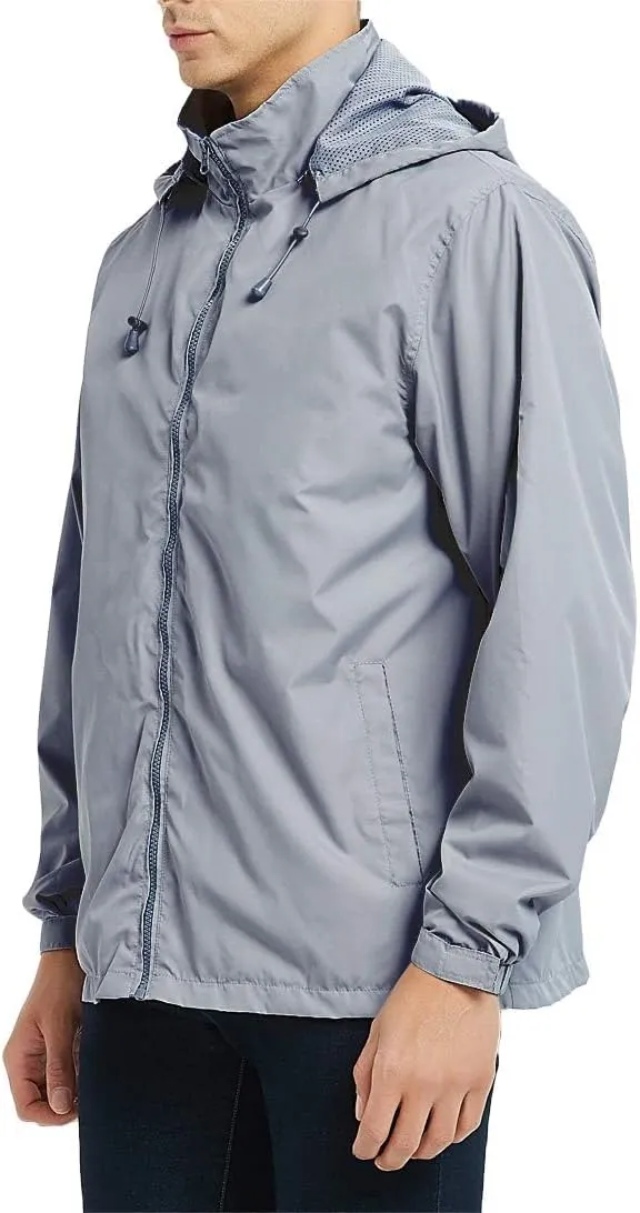 Casual Jacket for Men Lightweight Softshell Jacket Windbreak Waterproof Raincoat Travel Hiking Coat with Removable Hood