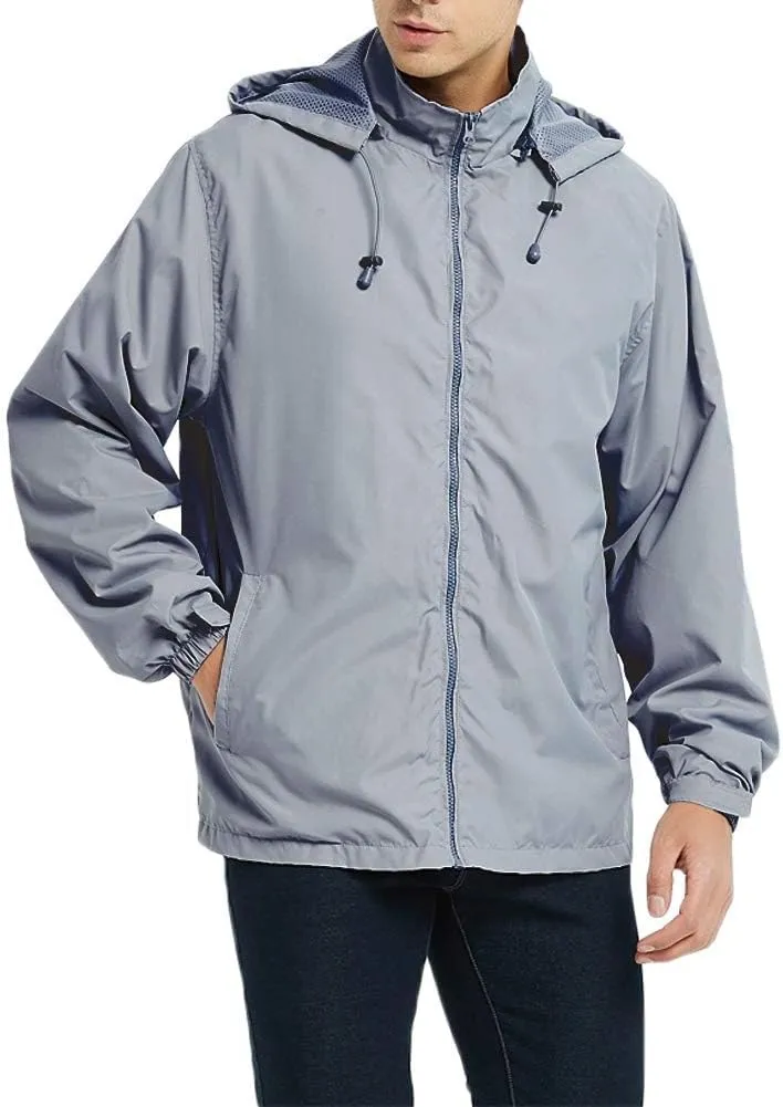 Casual Jacket for Men Lightweight Softshell Jacket Windbreak Waterproof Raincoat Travel Hiking Coat with Removable Hood