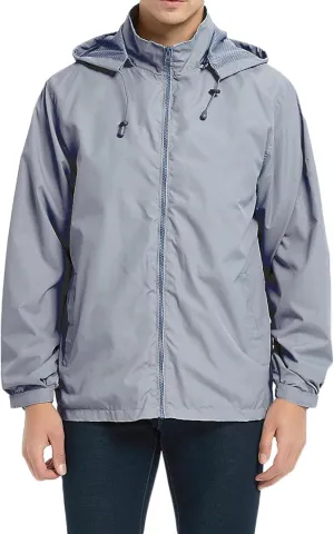 Casual Jacket for Men Lightweight Softshell Jacket Windbreak Waterproof Raincoat Travel Hiking Coat with Removable Hood