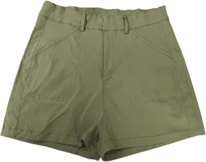Casual Linen Shorts for Women High Waisted Pull On Elastic Waist Drawstring Summer Trendy Beach Shorts with Pockets