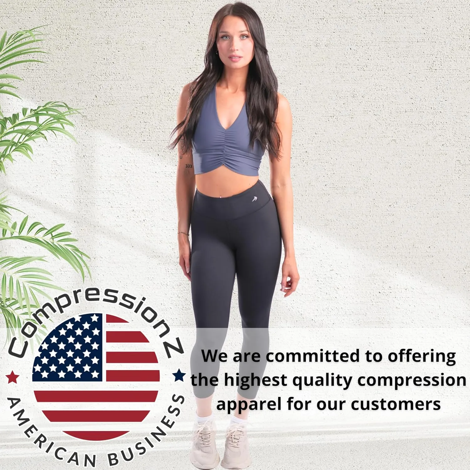 CompressionZ Women's Compression Leggings High Waisted Performance Tummy Control Gym, Pilates, Travel, Yoga, Workout Pants