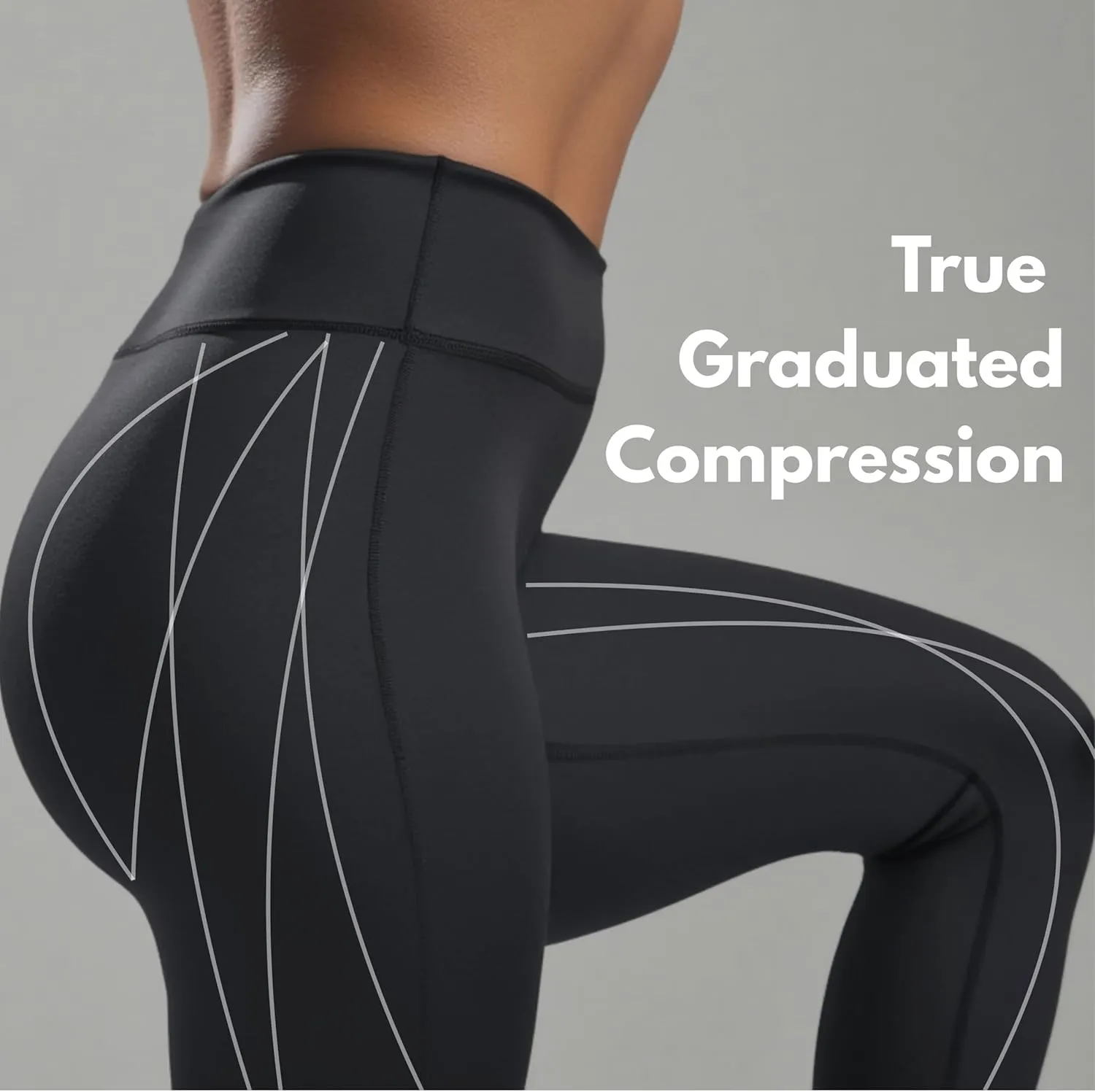 CompressionZ Women's Compression Leggings High Waisted Performance Tummy Control Gym, Pilates, Travel, Yoga, Workout Pants