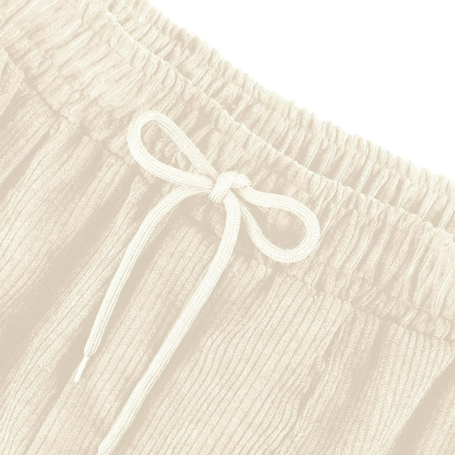 Corduroy Pants Women High Waisted Drawstring Casual Straight Leg Pants Loose Comfy Lounge Pants Trousers with Pockets